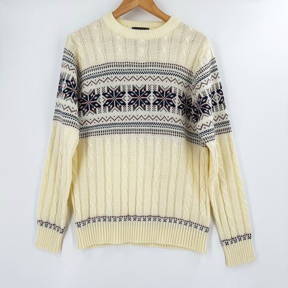 Vintage 90s High Sierra Sweater Size Medium Fair Isle Pull-Over Knit Crew Neck - Picture 1 of 8